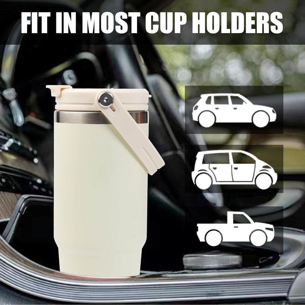 30oz Tumbler mit Griff, Flip Stroh, 2-in-1-Deckel, doppelwandig