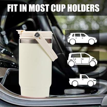 30oz Tumbler mit Griff, Flip Stroh, 2-in-1-Deckel, doppelwandig