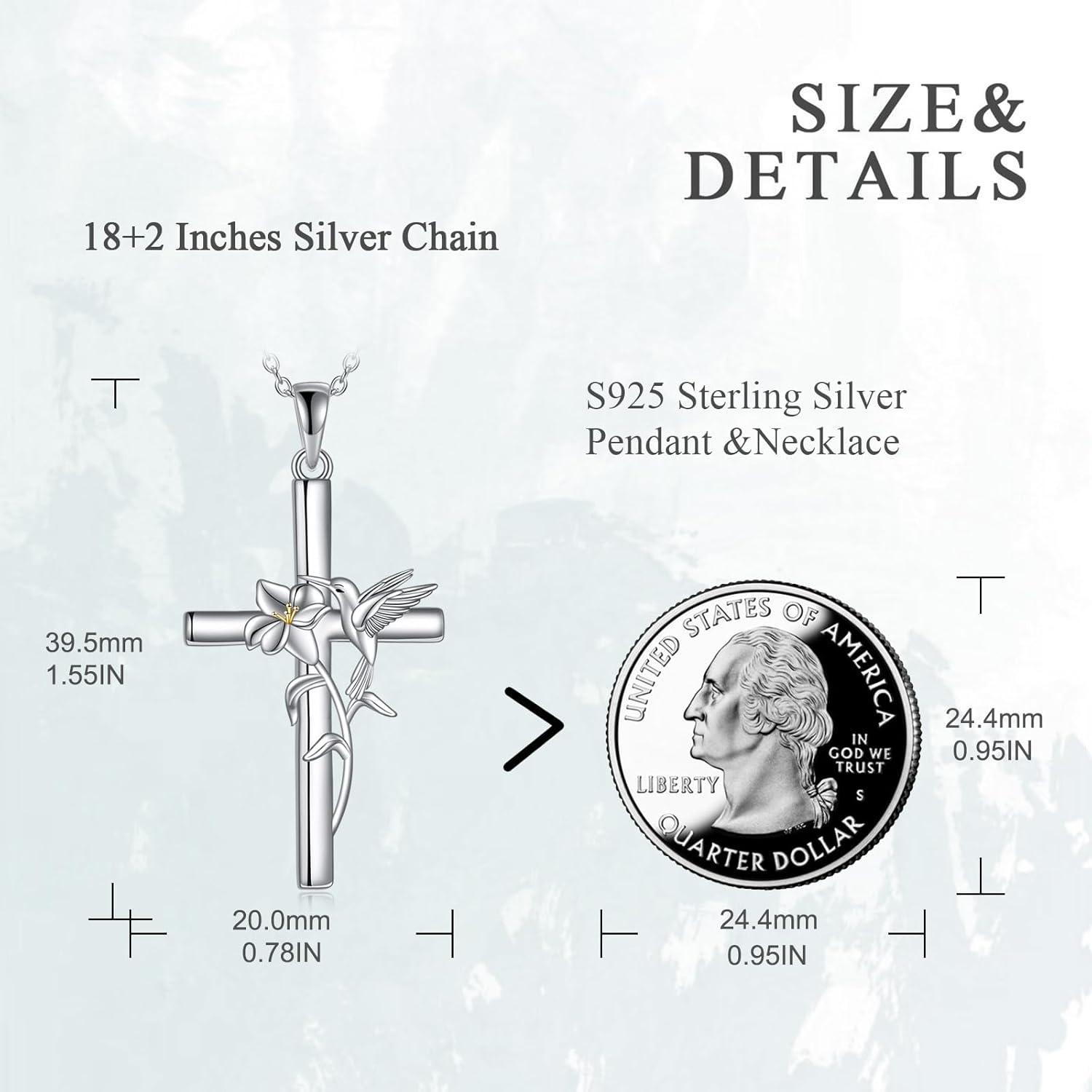VONALA Sterling Silber Kolibri Kreuz Halskette für Frauen