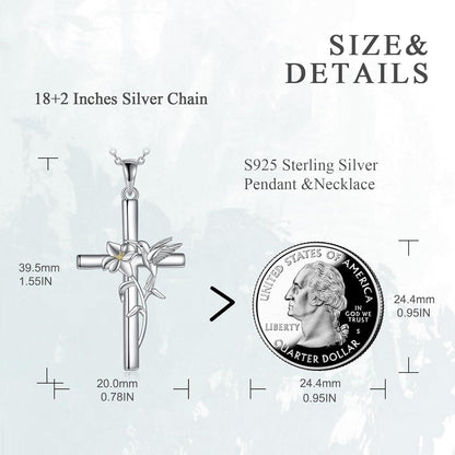 VONALA Sterling Silber Kolibri Kreuz Halskette für Frauen