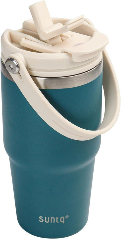 Isolierter Tumbler mit Griff und Flip-Stroh 20oz Blau