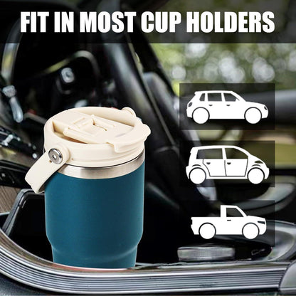 20oz Edelstahl Tumbler mit Griff, Flip Stroh, auslaufsicherem Deckel