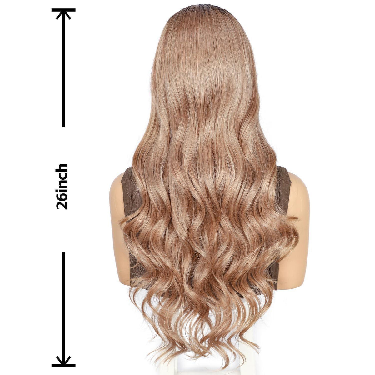 Rose Gold Körperwelle Spitze Front Perücke Synthetisch 26 Zoll