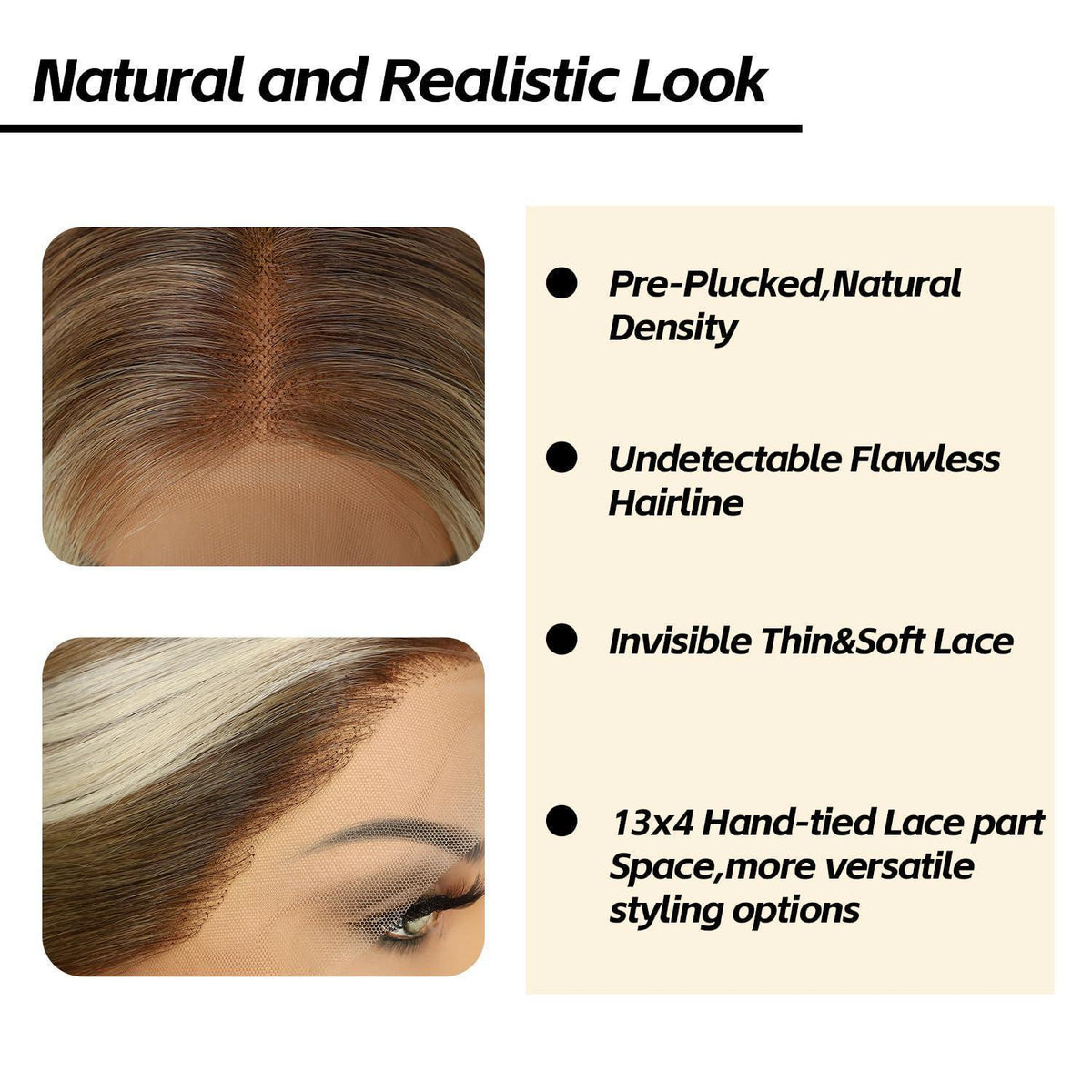 Blond Lockenperücke mit Spitze vorne – Synthetisch, 26 Zoll