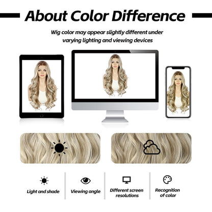 Blond Lockenperücke mit Spitze vorne – Synthetisch, 26 Zoll