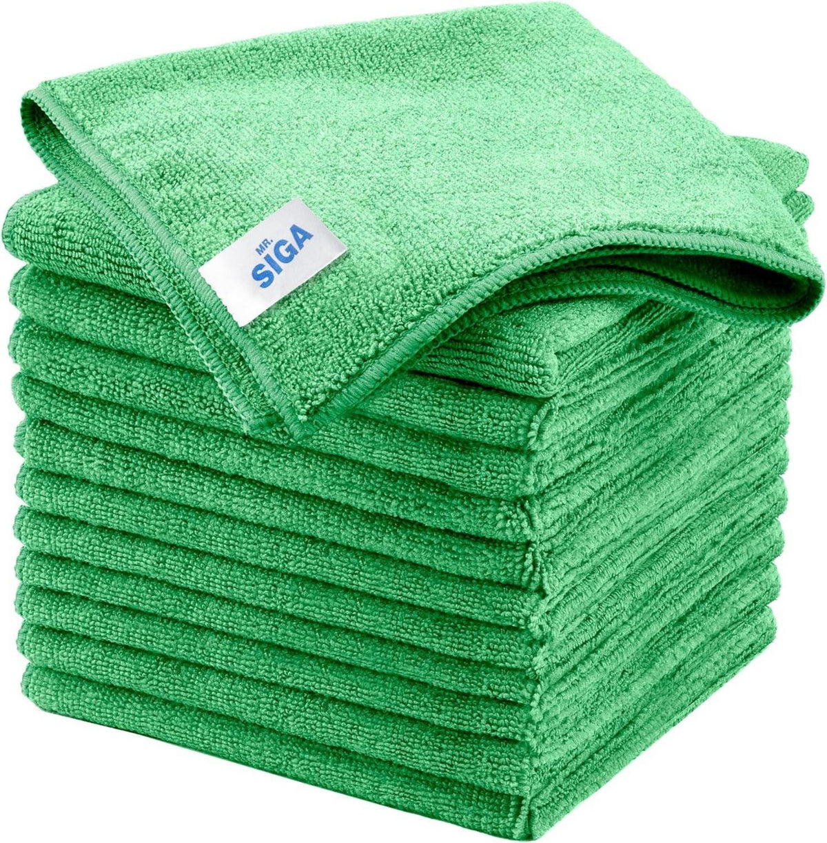 12er Set Mikrofaser Reinigungstücher streifenfrei 32x32cm Grün