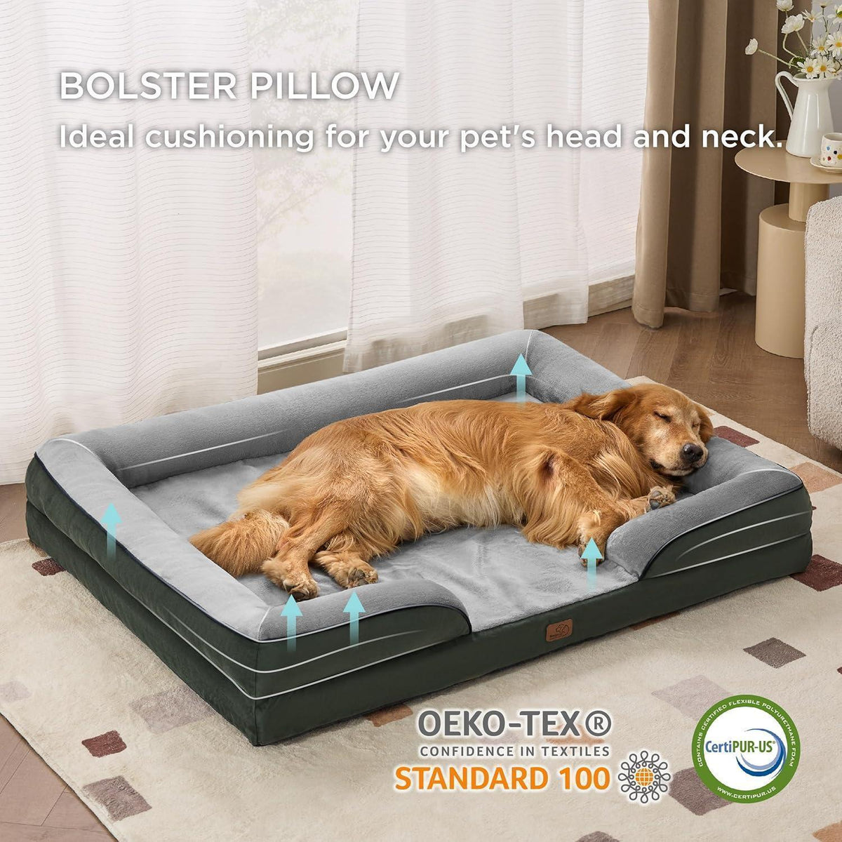 Orthopädisches Hundebett XXL, 134x106cm, Tannengrün