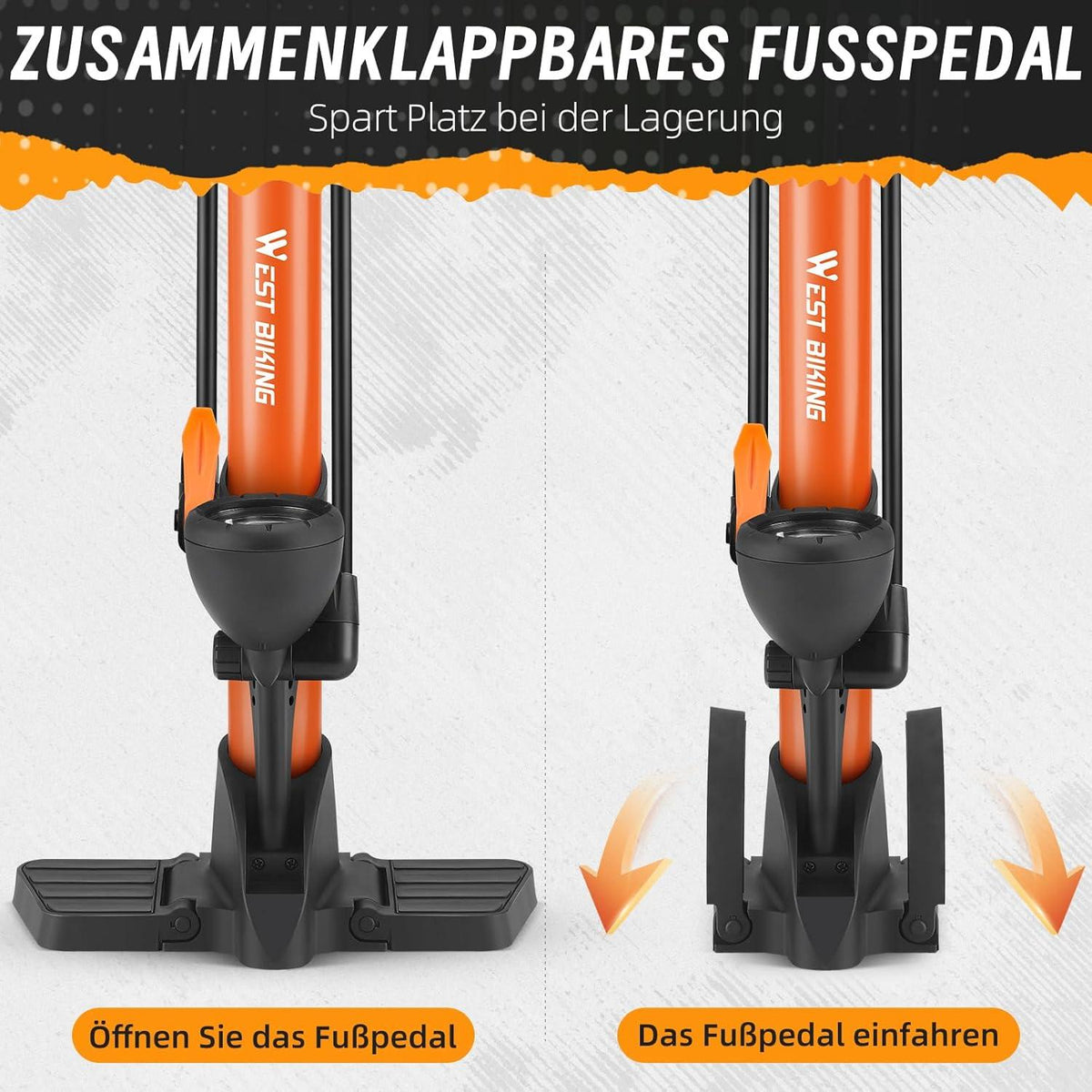 Fahrradpumpe mit Manometer 11Bar/160 Psi für Rennrad E-Bike Standluftpumpe