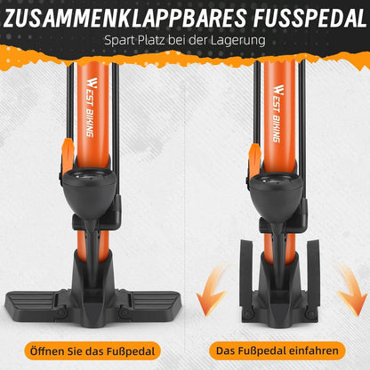 Fahrradpumpe mit Manometer 11Bar/160 Psi für Rennrad E-Bike Standluftpumpe