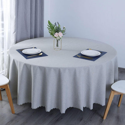 Runde Baumwoll-Leinen Tischdecke wasserabweisend, Ø 220 cm, Hellgrau