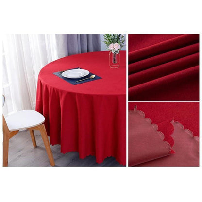 Runde Baumwoll-Leinen Tischdecke wasserabweisend, rot, 260 cm