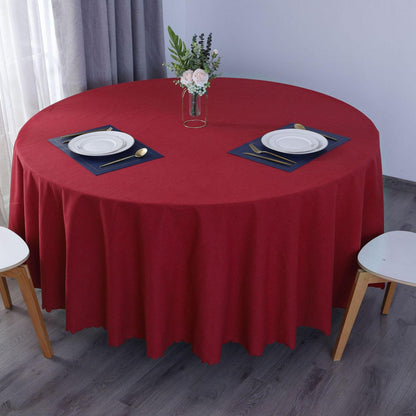 Runde Baumwoll-Leinen Tischdecke wasserabweisend 220 cm Rot