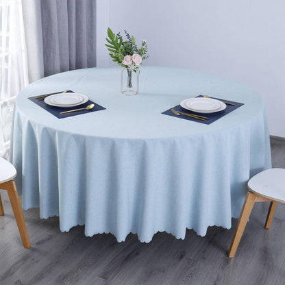 Runde Baumwoll-Leinen Tischdecke wasserabweisend, hellblau 220 cm