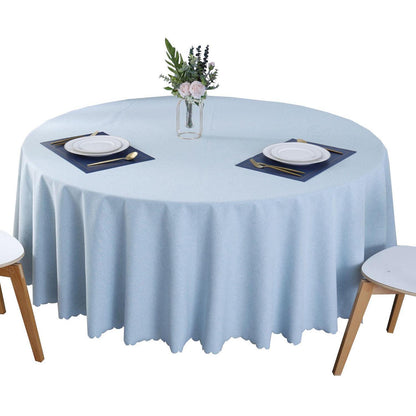 Runde Baumwoll-Leinen Tischdecke wasserabweisend, hellblau 240 cm