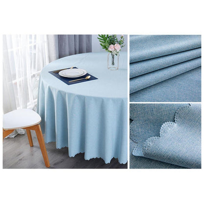 Runde Baumwoll-Leinen Tischdecke wasserabweisend, hellblau 240 cm