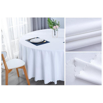 Runde Baumwoll-Leinen Tischdecke wasserabweisend Ø280cm Weiß