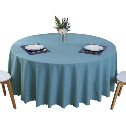 Runde Baumwoll-Leinen Tischdecke wasserabweisend, Pfauenblau 280 cm