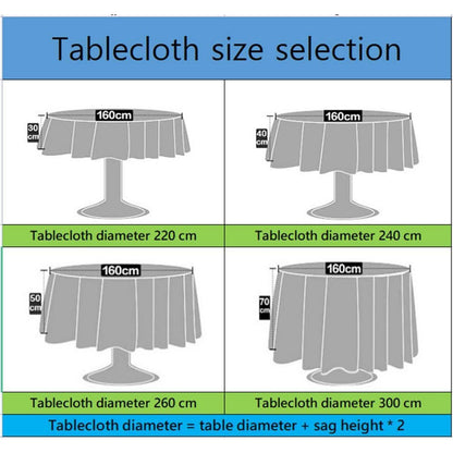 Runde Baumwoll-Leinen Tischdecke wasserabweisend, Pfauenblau 280 cm