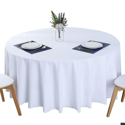Runde Baumwoll-Leinen Tischdecke wasserabweisend 220 cm weiß