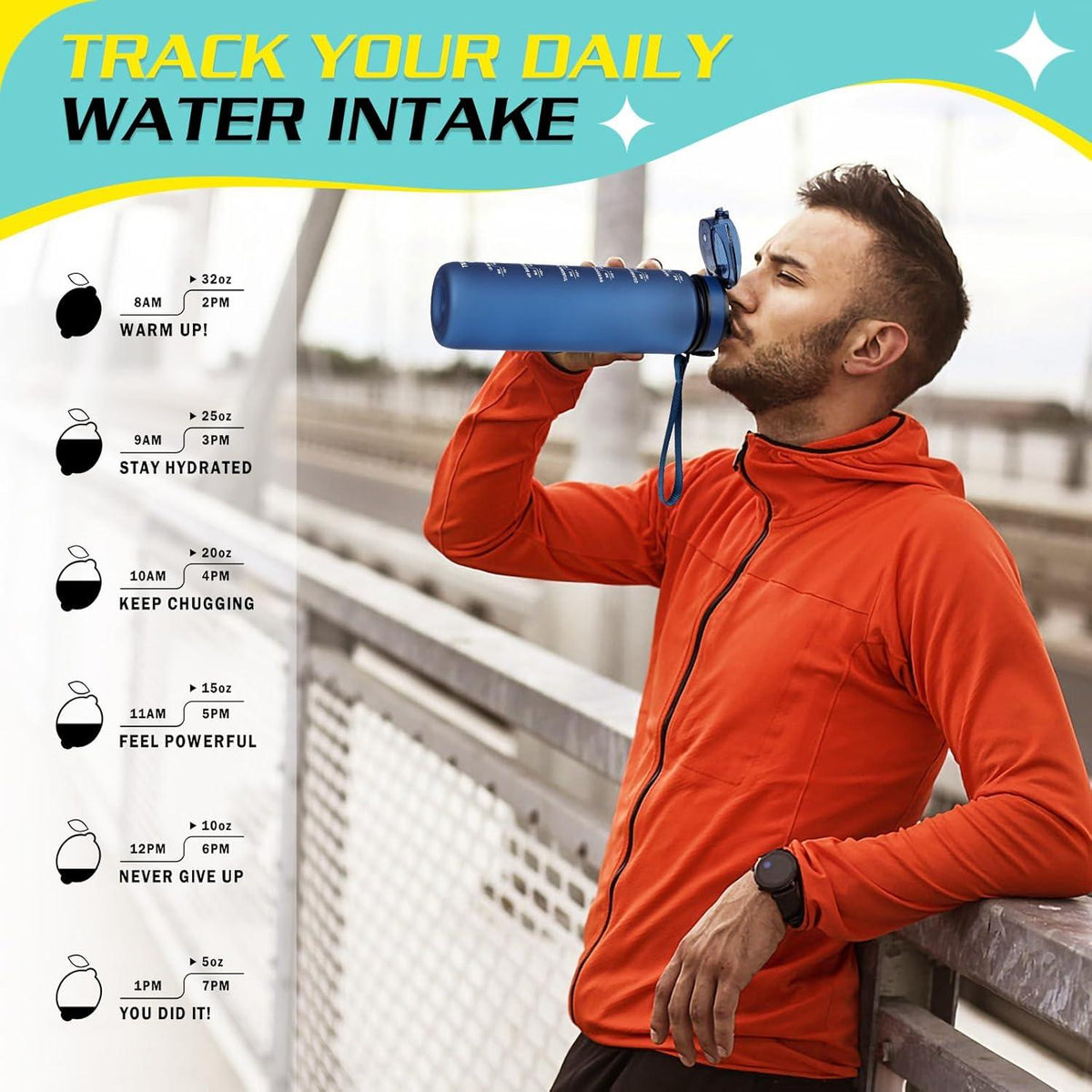 Sport Trinkflasche 1L Wasser BPA Frei Tritan Fitness Sportflasche mit