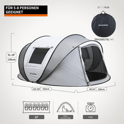 Camping Zelt für 4–6 Personen | Pop up Zelt wasserdicht mit