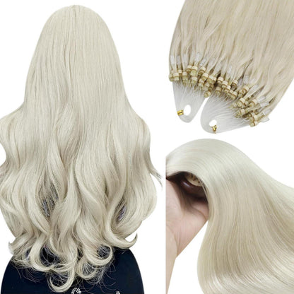 Echthaar Micro Ring Extensions Platinblond 45cm