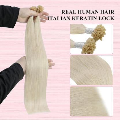 Echthaar Bondings Platinblond 45cm - 50g