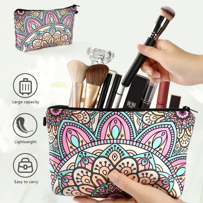 Kosmetiktasche mit Mandala-Druck, 4er Set, Segeltuch, Reise Makeup Tasche