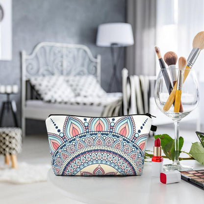 Kosmetiktasche mit Mandala-Druck, 4er Set, Segeltuch, Reise Makeup Tasche