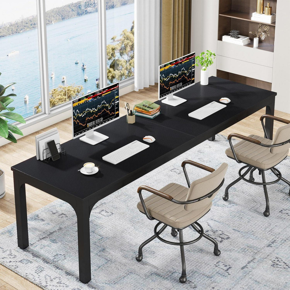 Doppelter Schreibtisch 200x70cm – Industrieller Computertisch für Home Office
