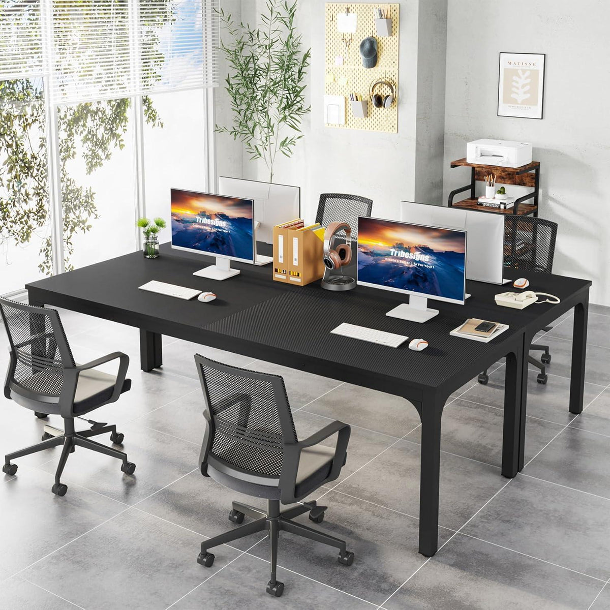 Doppelter Schreibtisch 200x70cm – Industrieller Computertisch für Home Office