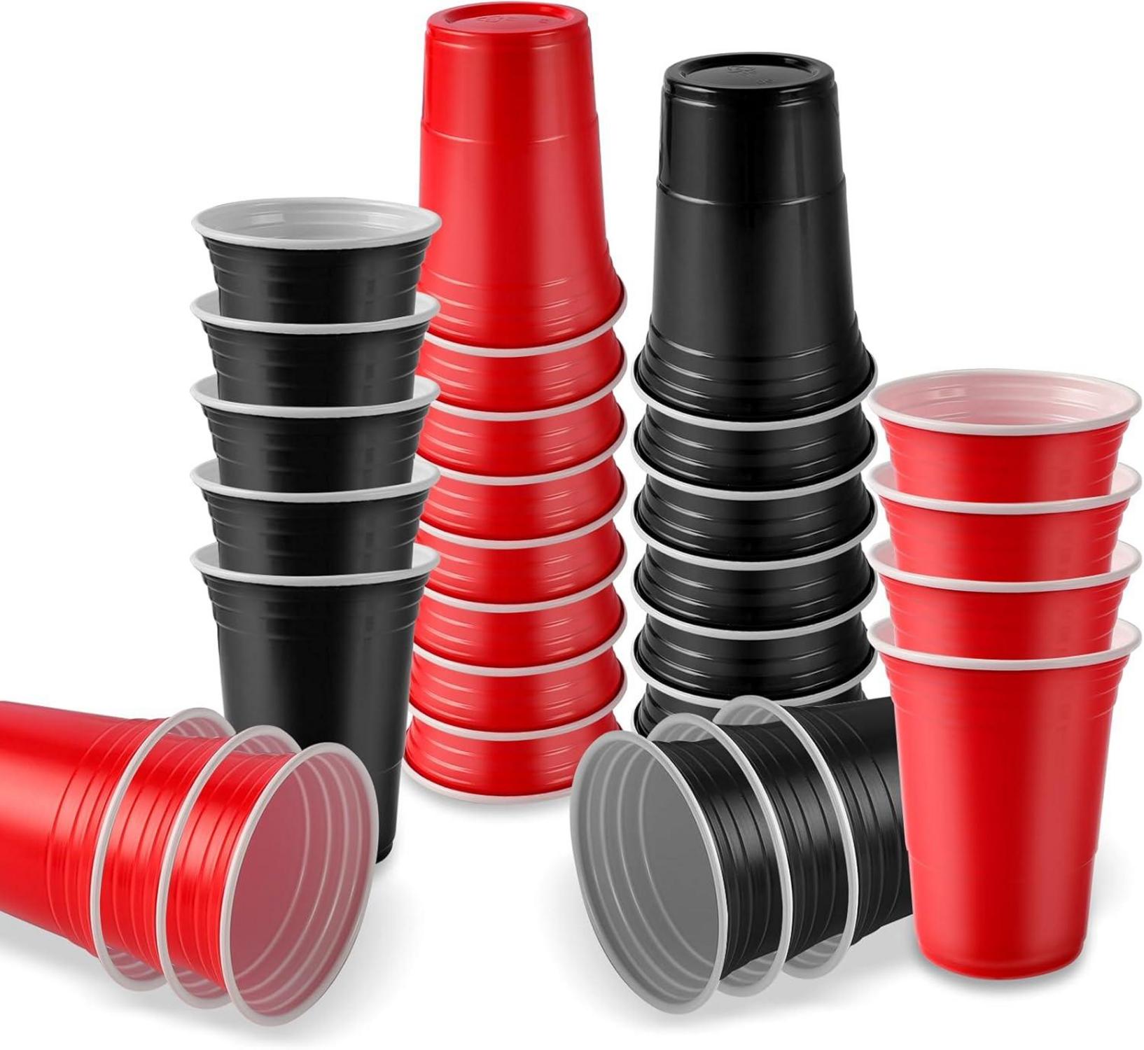 30er Partybecher Set 450ml, Mehrweg Plastikbecher, Rot Blau