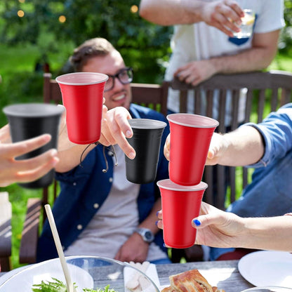 30 Partybecher 450ML Mehrweg Plastikbecher rot blau Getränkebecher