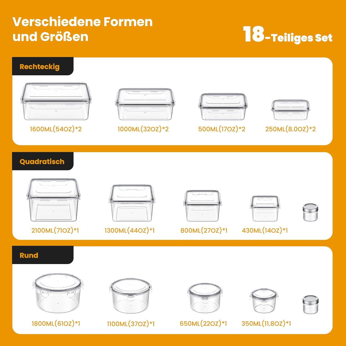 Surejoy Frischhaltedosen Set 18-teilig Luftdicht & BPA-frei