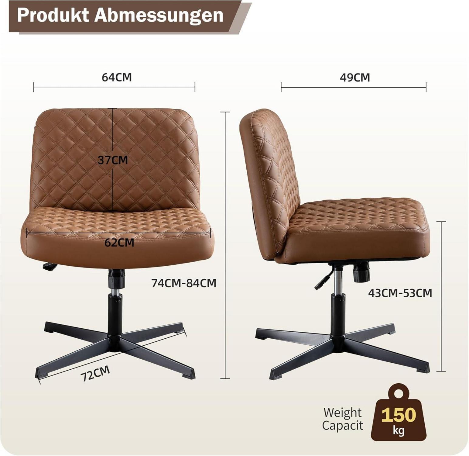 Ergonomischer Bürostuhl ohne Armlehnen und Räder, Heavy Duty
