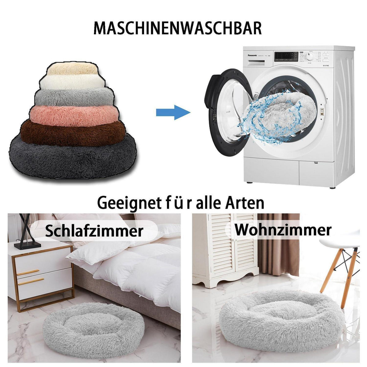 Rundes Hundebett Orthopädisch Braun Ø120cm