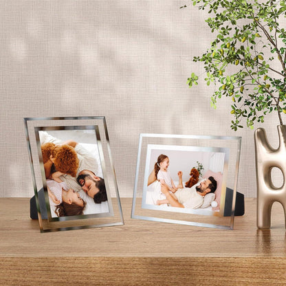 Glas Bilderrahmen Set Silber 9x13 cm - Fotorahmen für Fotos