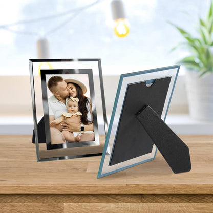 Glas Bilderrahmen Set Silber 9x13 cm - Fotorahmen für Fotos