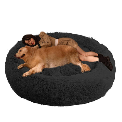 Rundes Hundebett Ø140cm – Orthopädisches Haustierbett Schwarz