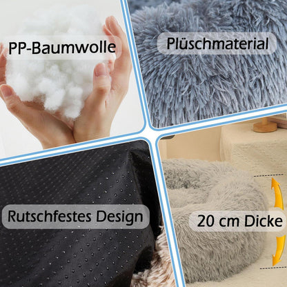 Rundes Hundebett Ø140cm – Orthopädisches Haustierbett Schwarz