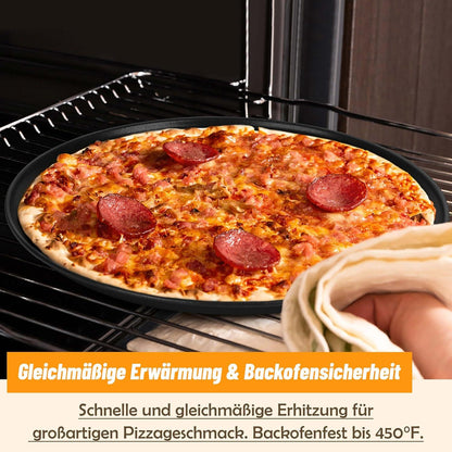 Herogo Pizzablech 4er Set Edelstahl Antihaft Rund Ø 30cm Schwarz