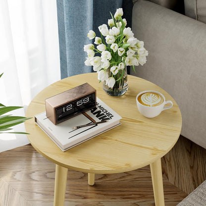 Runder Beistelltisch 42 cm Ø Massivholz Skandinavisch Wohnzimmer Schlafzimmer