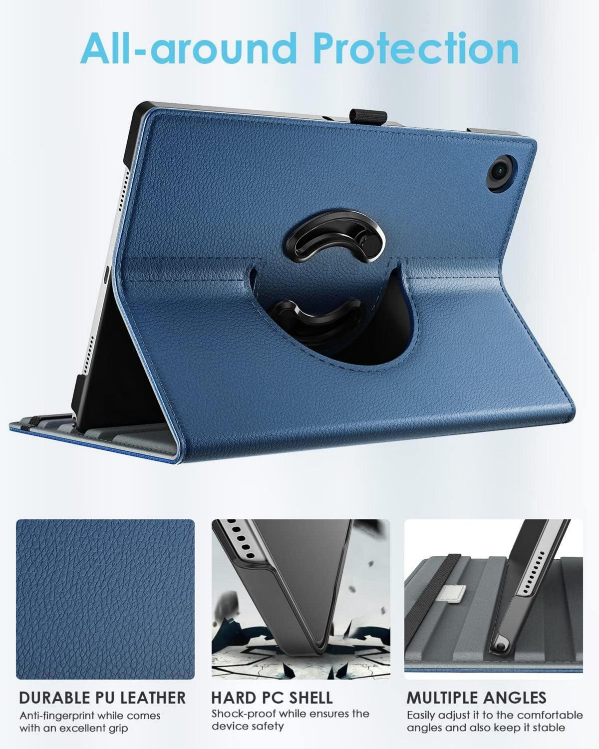 TiMOVO Drehbare Hülle für Samsung Galaxy Tab A9+ 11 Zoll 2023 - Jeans Blau