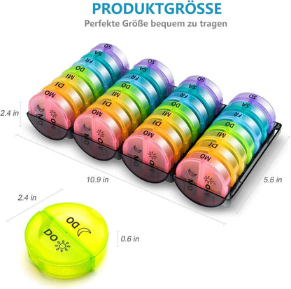 Monatlicher Pillen-Organisator 28 Tage Pillendose für Morgens und Abends