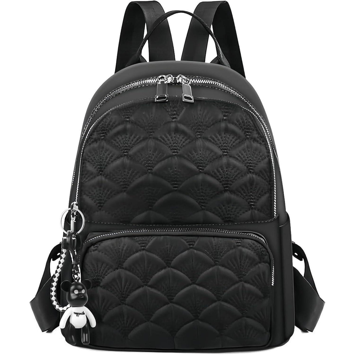 Damen Rucksack Klein Wasserdicht Nylon Reiserucksack Anti-Diebstahl B-schwarz
