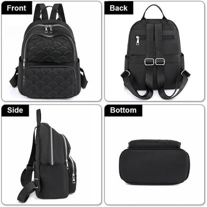 Damen Rucksack Klein Wasserdicht Nylon Reiserucksack Anti-Diebstahl B-schwarz