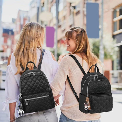 Damen Rucksack Klein Wasserdicht Nylon Reiserucksack Anti-Diebstahl B-schwarz
