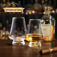 DUJUST Whisky Gläser 2er Set 235 ml mit 24K Blattgoldflocken