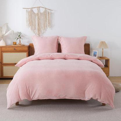 Flauschige Bettwäsche 135x200 cm Rosa - 2tlg. Winter Biber Set