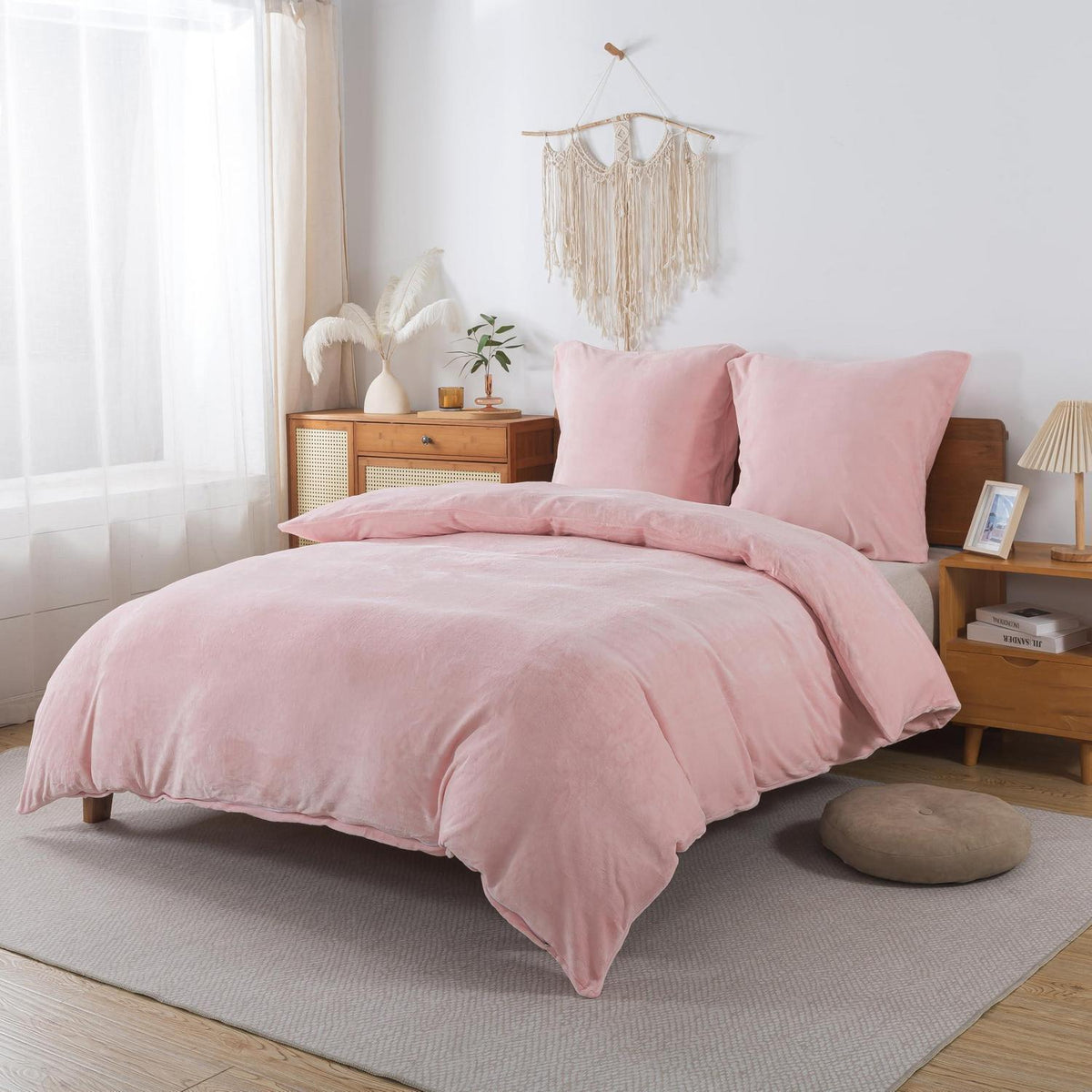 Flauschige Bettwäsche 135x200 cm Rosa - 2tlg. Winter Biber Set